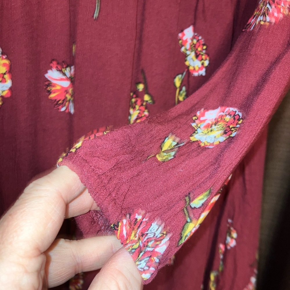 Altar’d State Cranberry Floral Double V Dress - Picture 6 of 6
